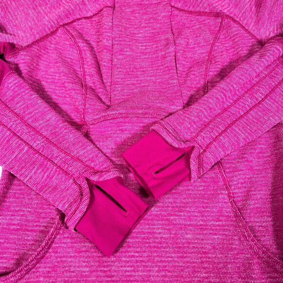Lululemon Womens Pink Base Runner 1/2 Zip Mini Check Pique Raspberry Top Size 6 - Picture 8 of 15